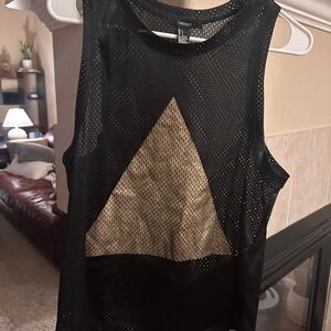 Forever 21 Black Mesh with gold triangle Women's Tank Top small